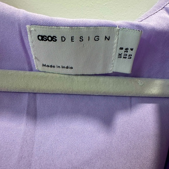 ASOS purple 90s chiffon ruffle front mini dress in lilac size 4 - Picture 7 of 7